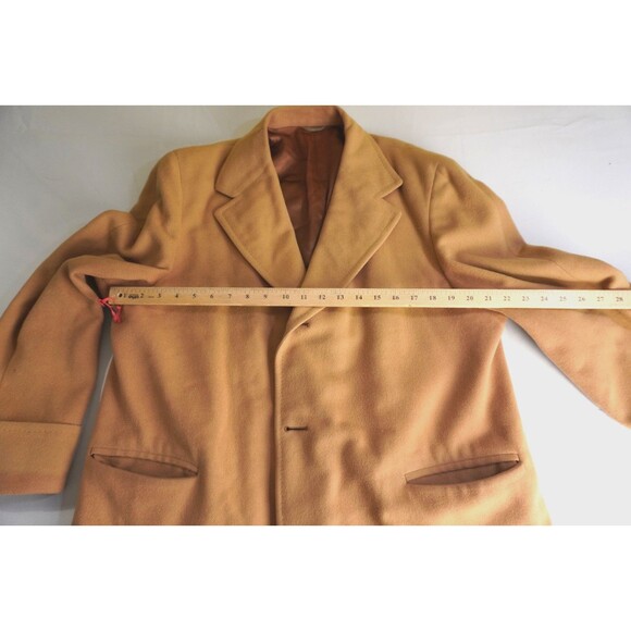 Vtg Camel Overcoat 100% Pure Cashmere Men's L Loomed/Tailored New England Manner - Picture 4 of 12